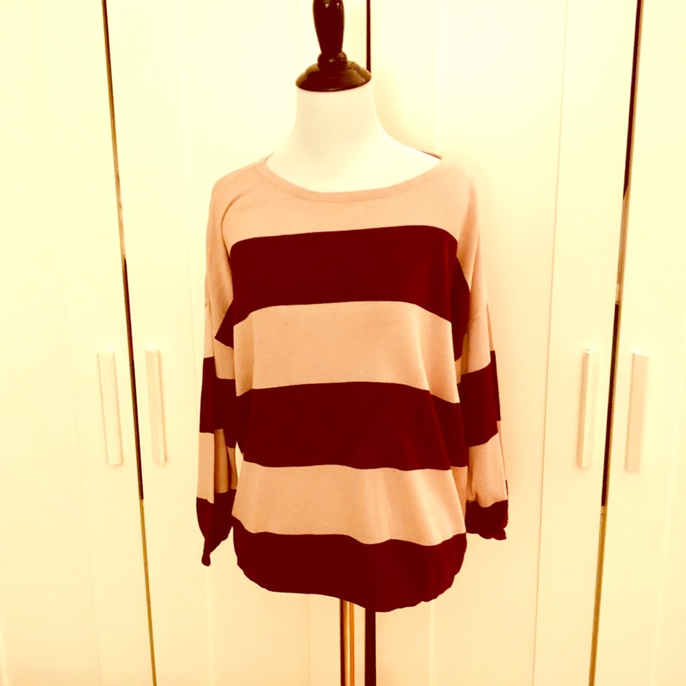 Gap Striped Pink & Maroon Sweater